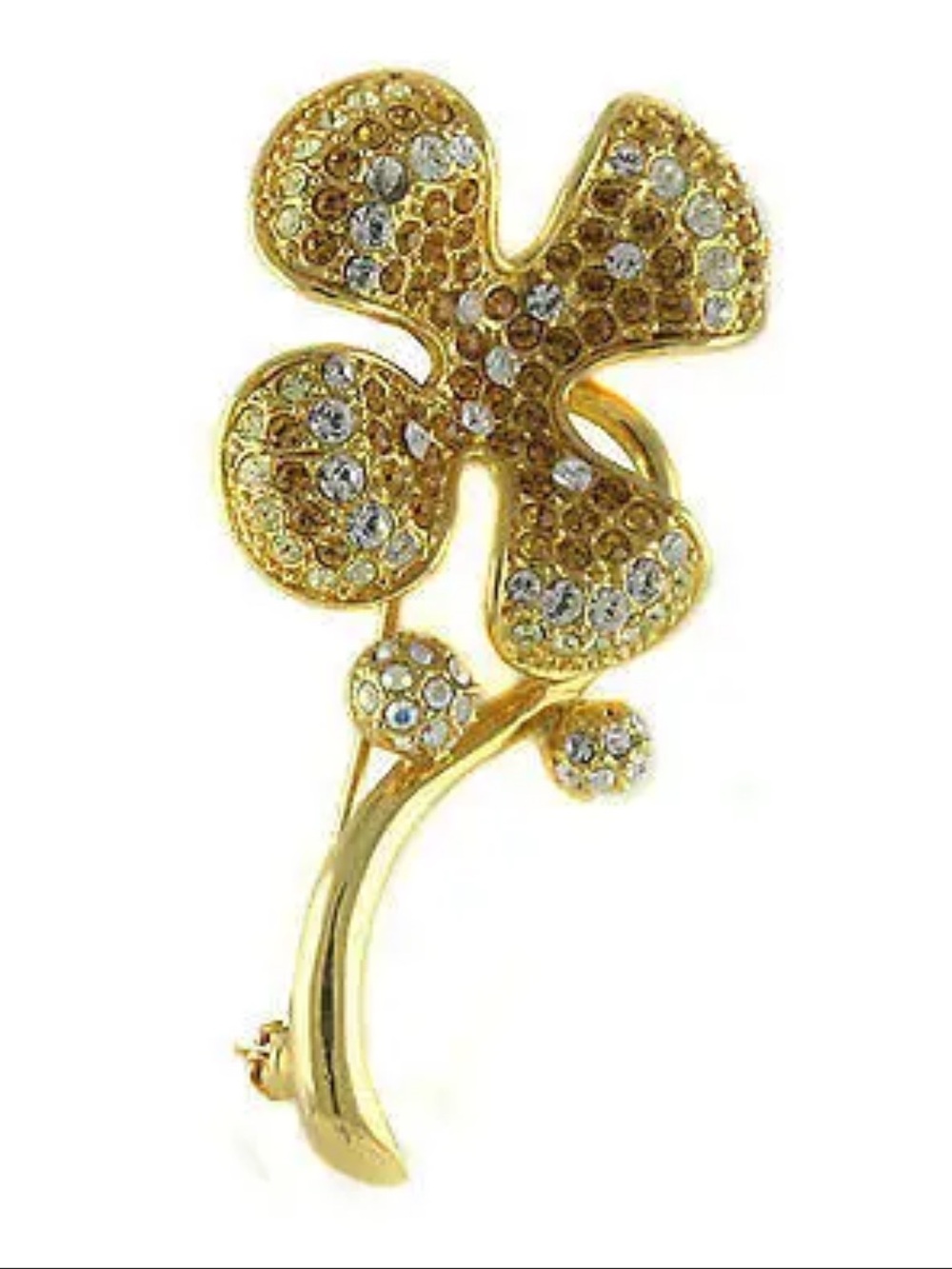 JACKIE KENNEDY CRYSTAL BROOCH, JBK FOUR LEAF CLOVER PIN